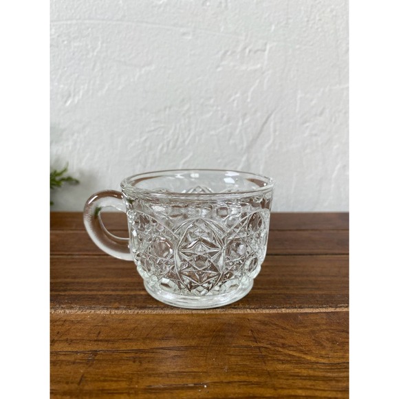 Set of Six Smith Glass Daisy and Button Clear Punch Cups - Picture 2 of 7